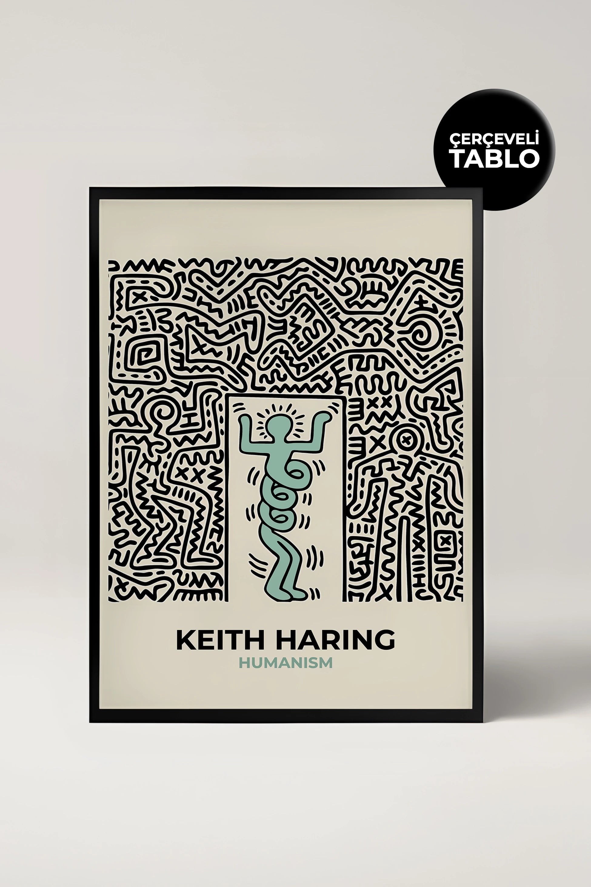 Keith Haring Humanism Ünlü Ressamlar Çerçeveli Tablo