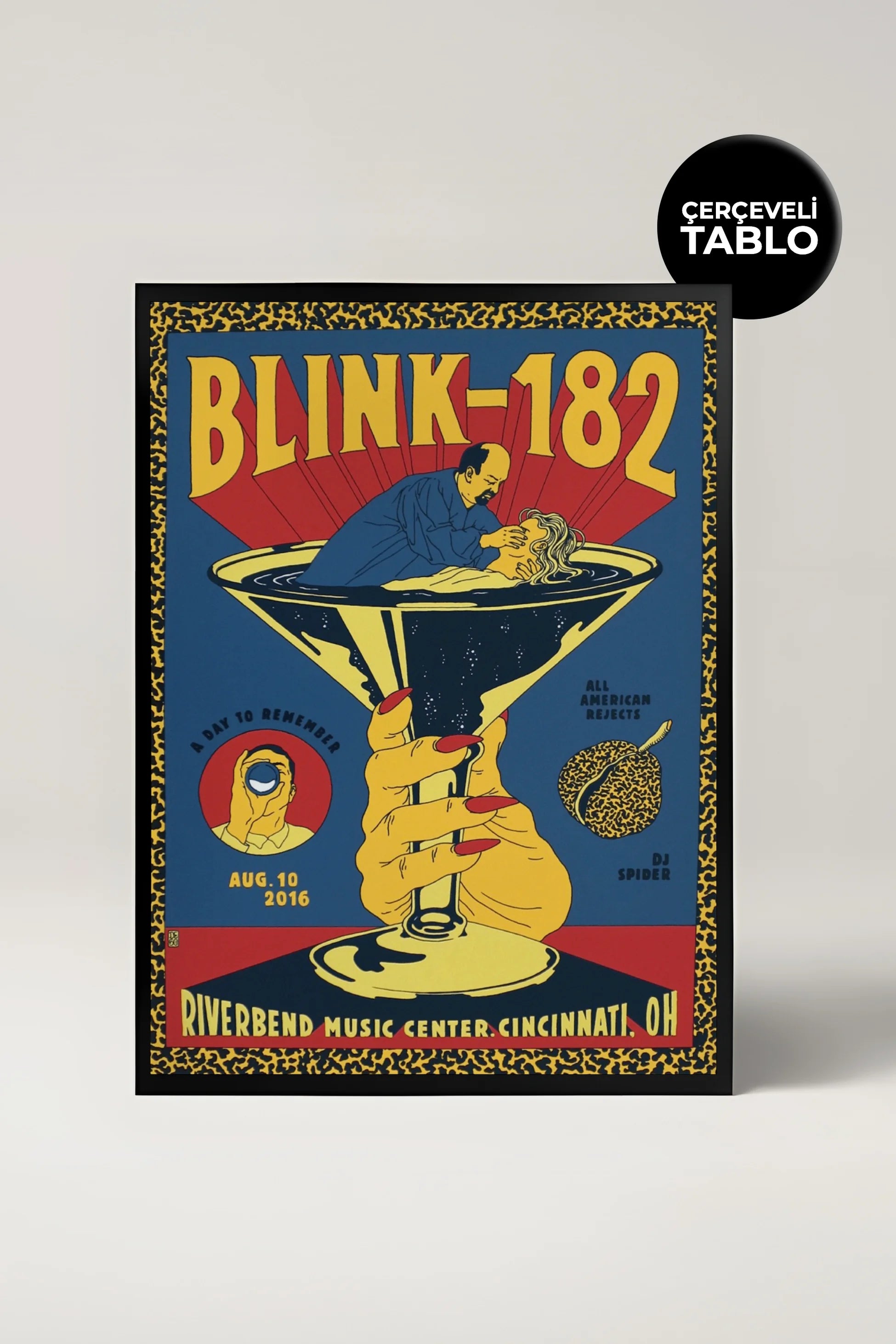 Blink-182 Konser Tasarımlı Retro Çerçeveli Tasarım Tablo