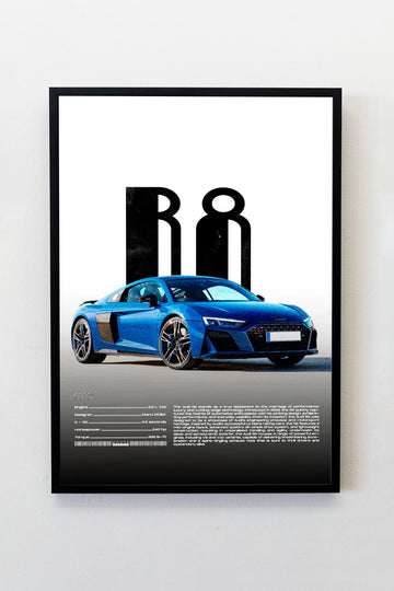 Audi R8 Tasarımlı Çerçeveli Tablo | İkonik Otomobiller Koleksiyonu