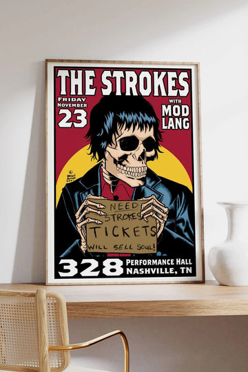 The Strokes Konser Tasarımlı Retro Çerçeveli Tasarım Tablo No:1