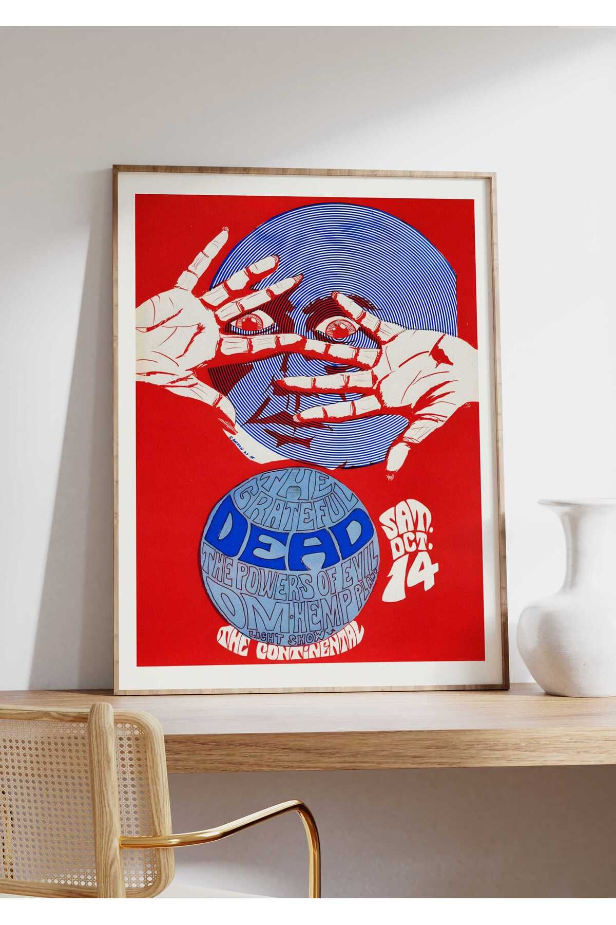Greateful Dead Konser Tasarımlı Retro Çerçeveli Tasarım Tablo No:1