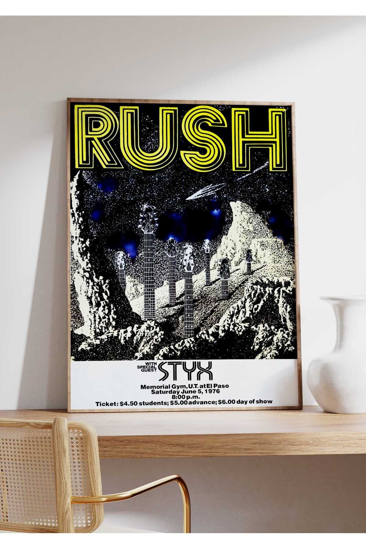 Rush Konser Tasarımlı Retro Çerçeveli Tasarım Tablo
