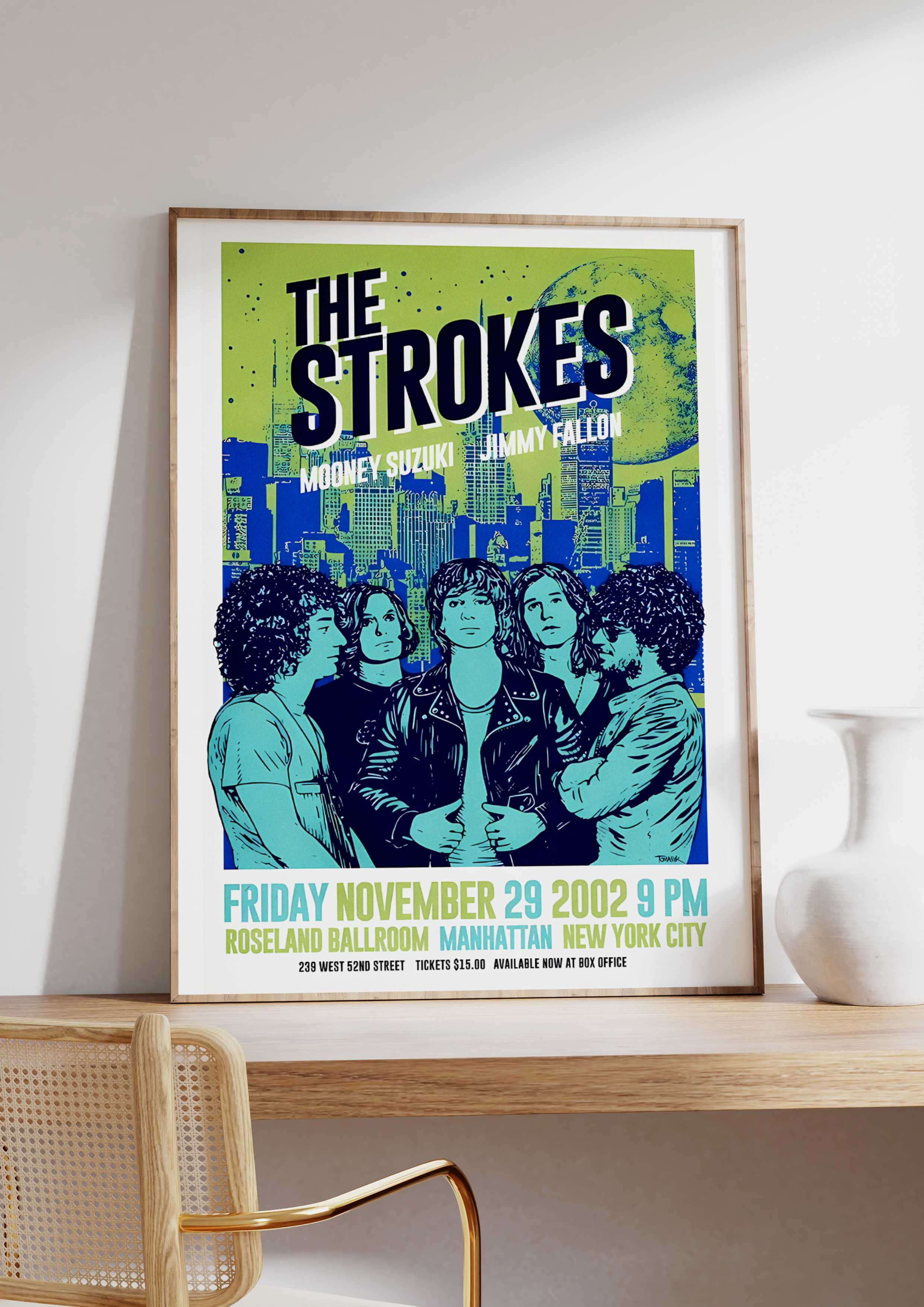 The Strokes Konser Tasarımlı Retro Çerçeveli Tasarım Tablo No:3
