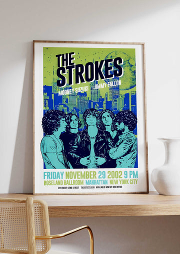 The Strokes Konser Tasarımlı Retro Çerçeveli Tasarım Tablo No:3