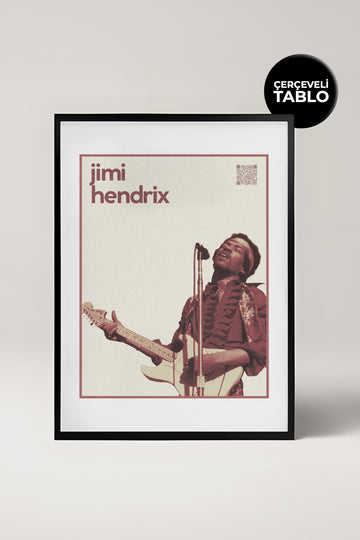 Jimi Hendrix QR Kodlu Müziğin Devleri Koleksiyonu Siyah Çerçeveli Tasarım Tablo