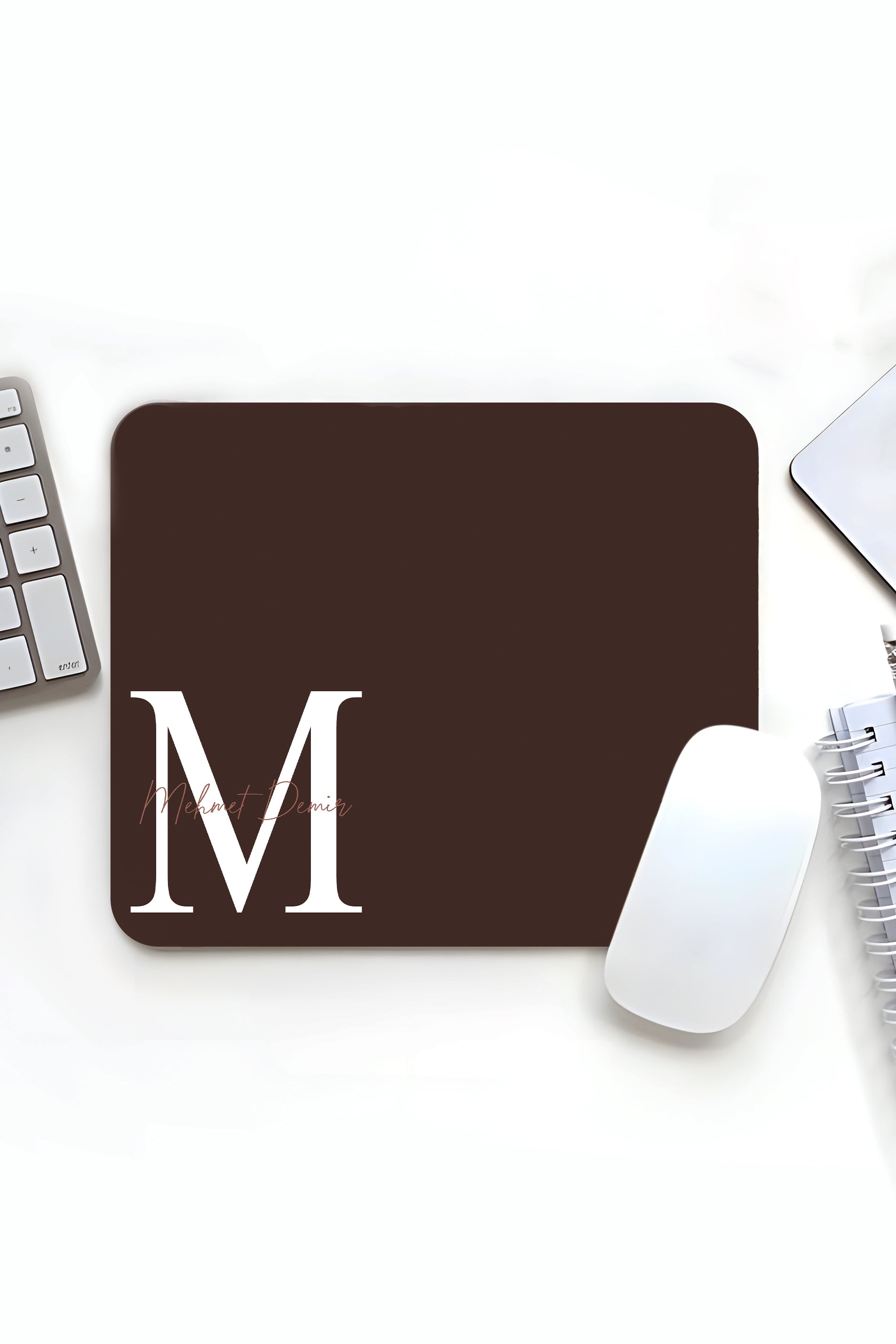 Kişiye Özel Baskılı Baş Harf, İsim Soyisim Tasarımlı 18x22cm Minimal Mousepad