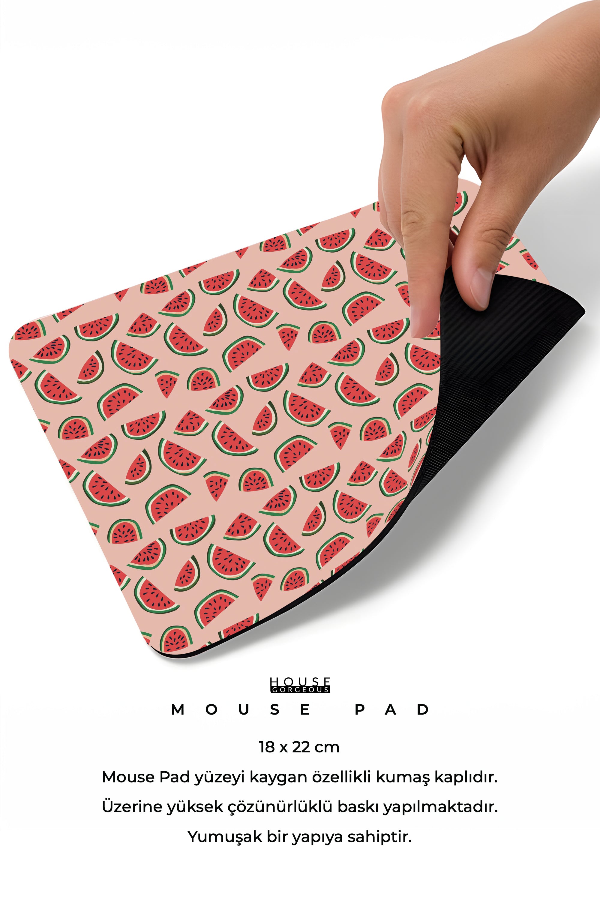 Karpuz Watermelon Tasarımlı Fruits Koleksiyonu 18x22cm Baskılı Mousepad