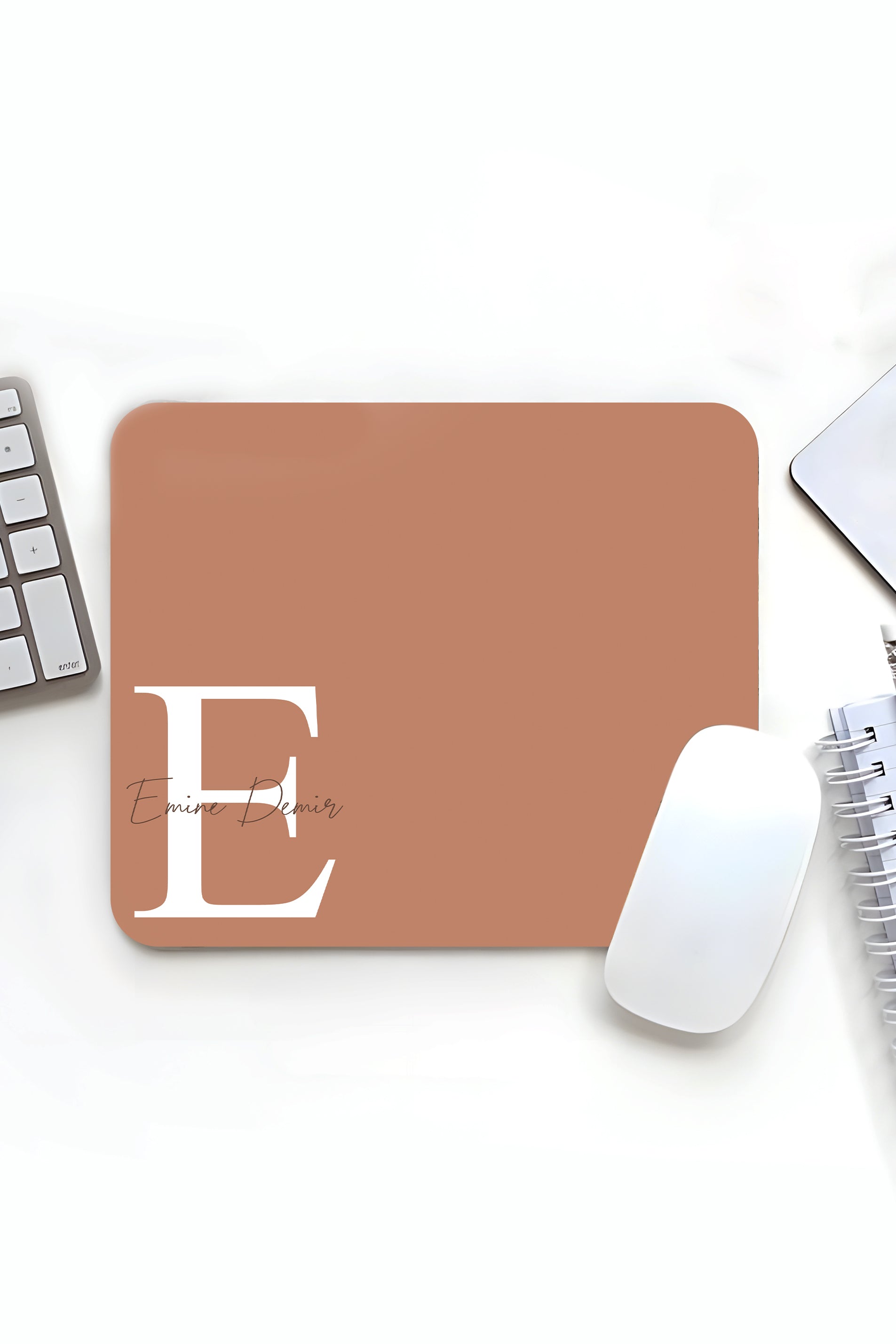 Kişiye Özel Baskılı Baş Harf, İsim Soyisim Tasarımlı 18x22cm Minimal Mousepad