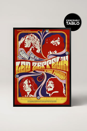 Led Zeppelin Konser Tasarımlı Retro Çerçeveli Tasarım Tablo No:2