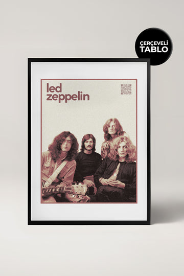 Led Zeppelin QR Kodlu Müziğin Devleri Koleksiyonu Siyah Çerçeveli Tasarım Tablo