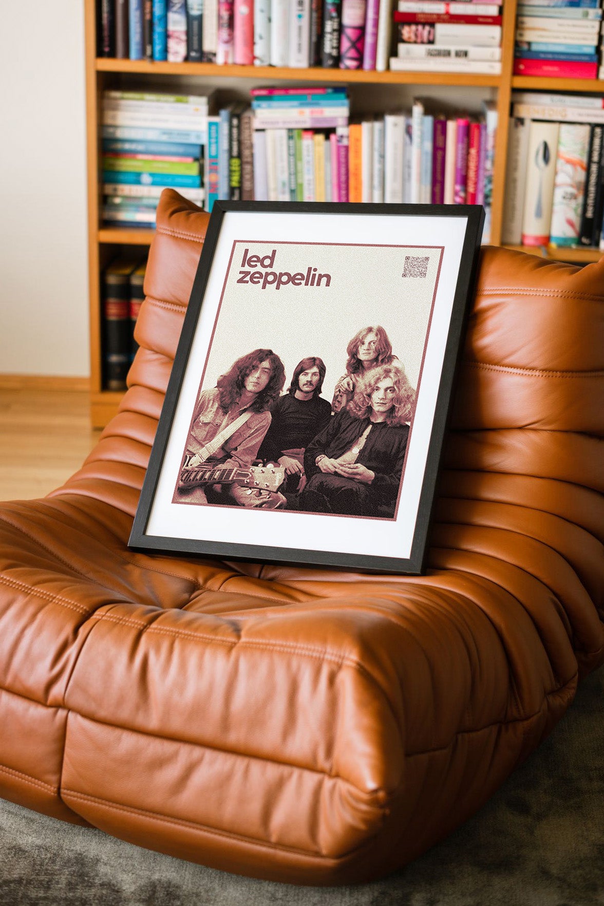 Led Zeppelin QR Kodlu Müziğin Devleri Koleksiyonu Siyah Çerçeveli Tasarım Tablo
