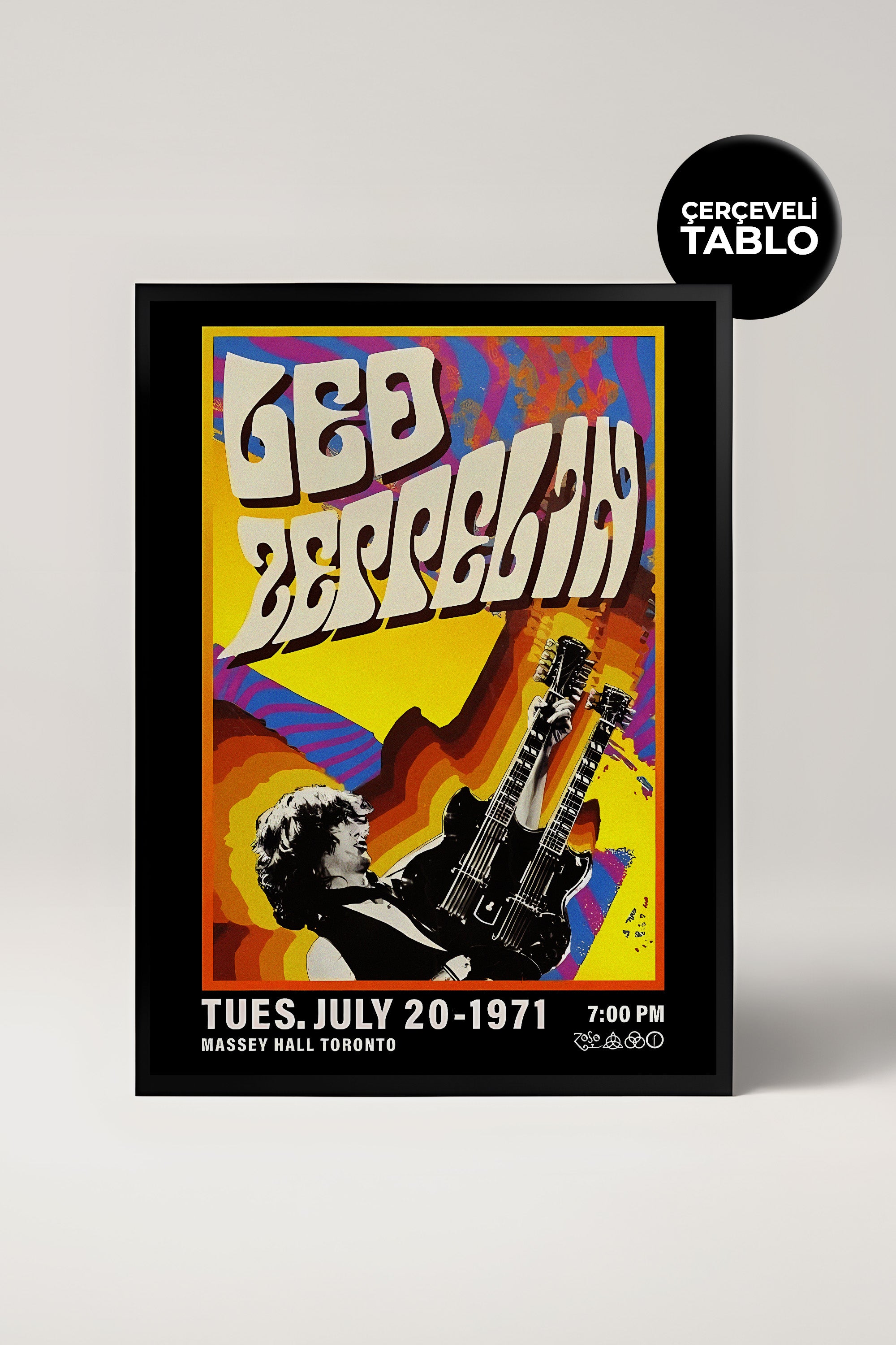 Led Zeppelin Konser Tasarımlı Retro Çerçeveli Tasarım Tablo No:1