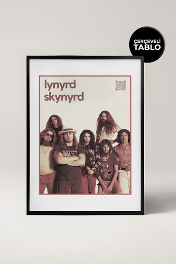 Lynyrd Skynyrd QR Kodlu Müziğin Devleri Koleksiyonu Siyah Çerçeveli Tasarım Tablo