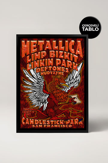 Metallica Konser Tasarımlı Retro Çerçeveli Tasarım Tablo No:2