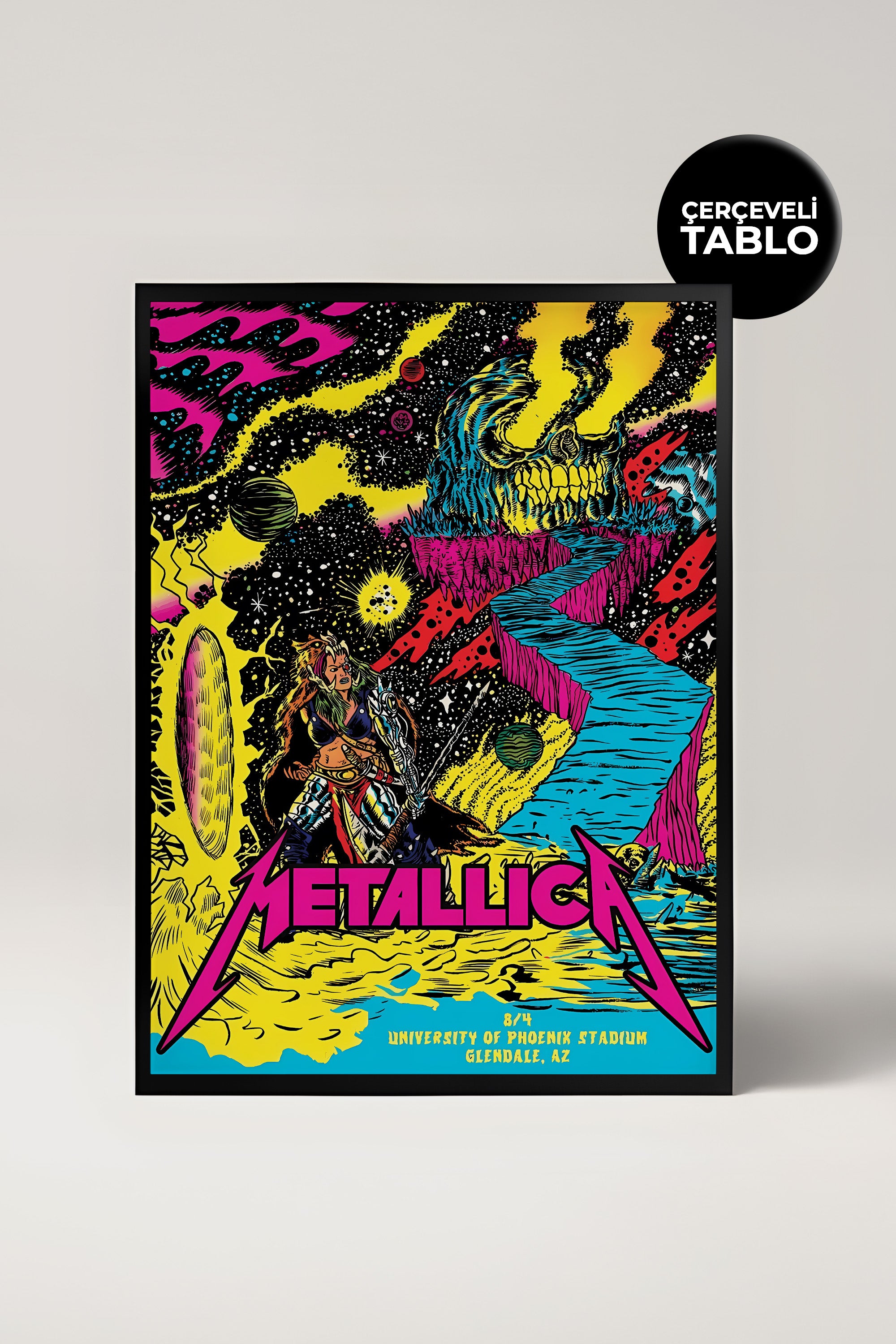Metallica Konser Tasarımlı Retro Çerçeveli Tasarım Tablo No:1