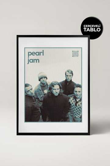 Pearl Jam QR Kodlu Müziğin Devleri Koleksiyonu Siyah Çerçeveli Tasarım Tablo