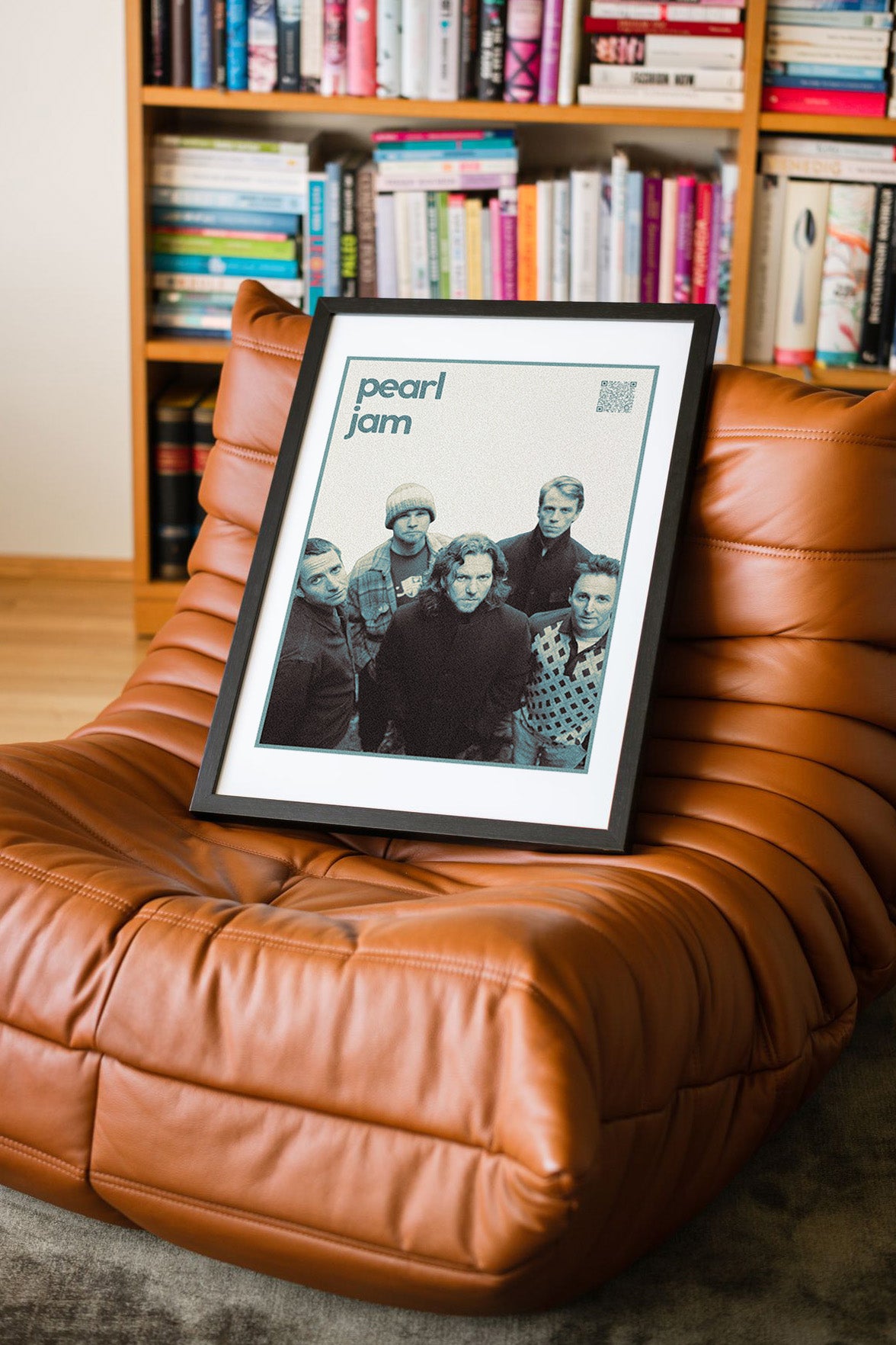 Pearl Jam QR Kodlu Müziğin Devleri Koleksiyonu Siyah Çerçeveli Tasarım Tablo