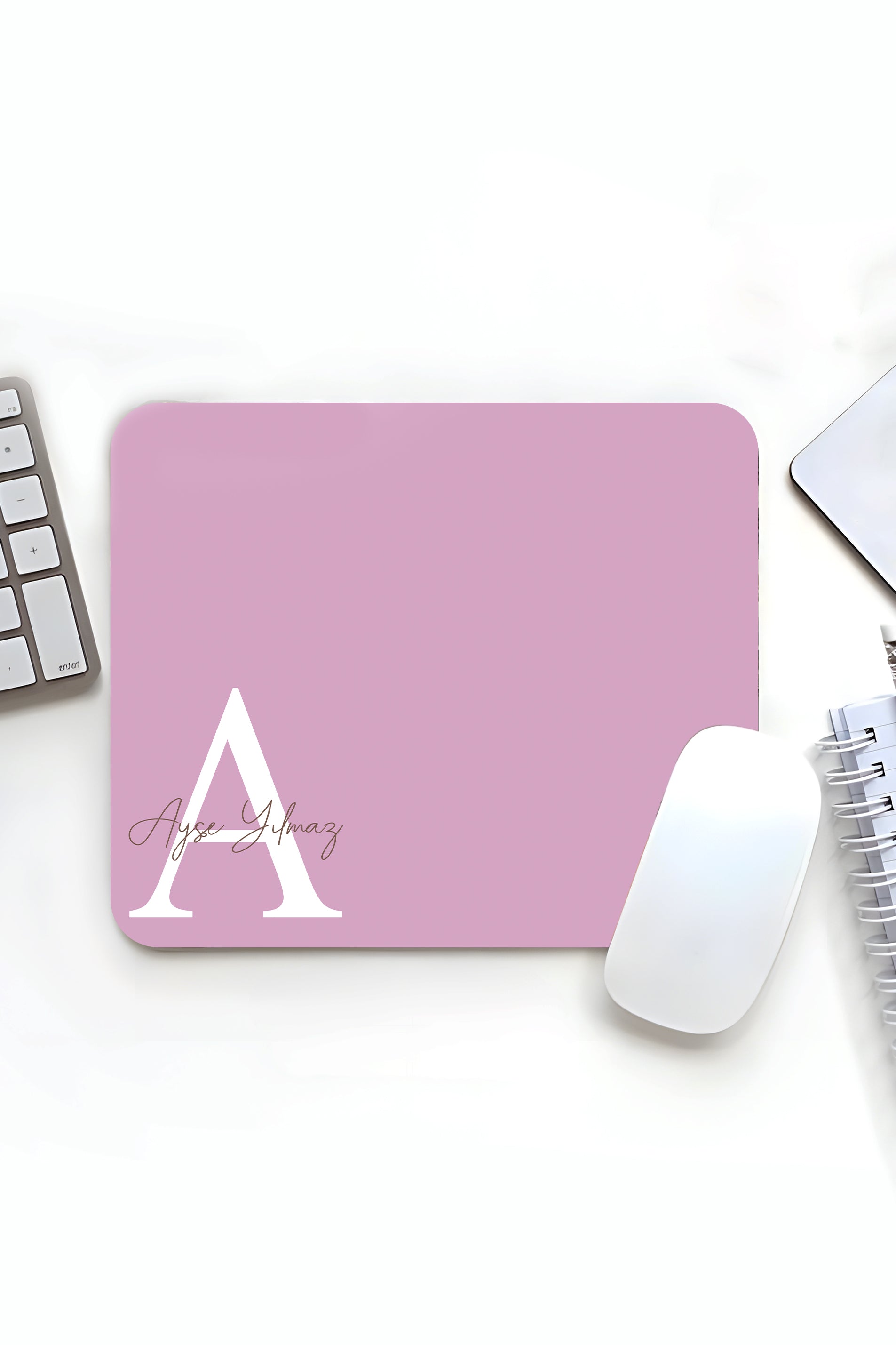 Kişiye Özel Baskılı Baş Harf, İsim Soyisim Tasarımlı 18x22cm Minimal Mousepad