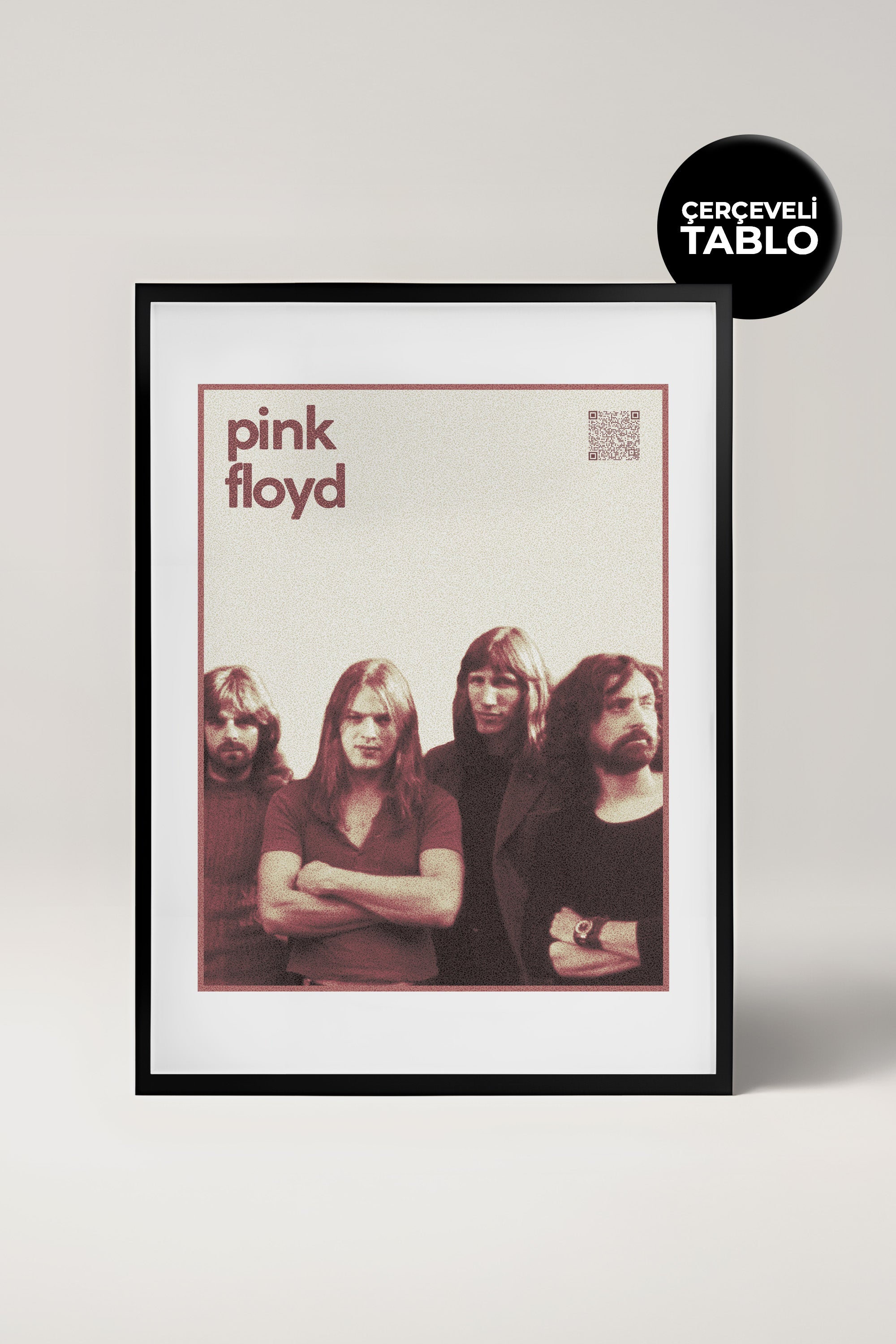 Pink Floyd QR Kodlu Müziğin Devleri Koleksiyonu Siyah Çerçeveli Tasarım Tablo