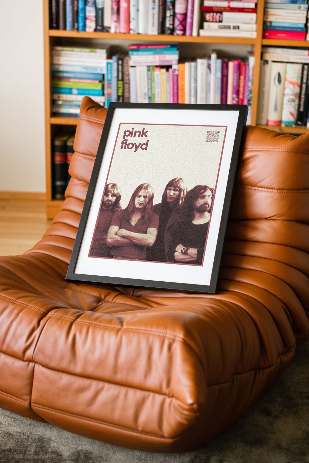Pink Floyd QR Kodlu Müziğin Devleri Koleksiyonu Siyah Çerçeveli Tasarım Tablo