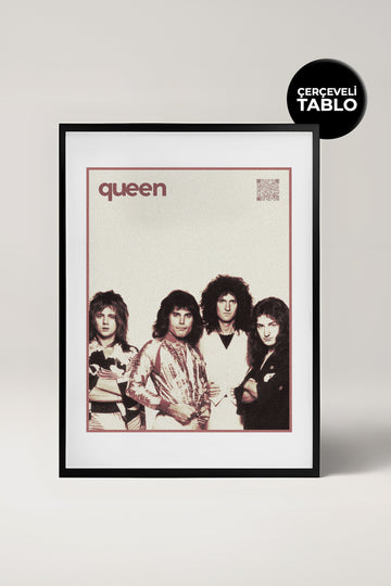 Queen QR Kodlu Müziğin Devleri Koleksiyonu Siyah Çerçeveli Tasarım Tablo