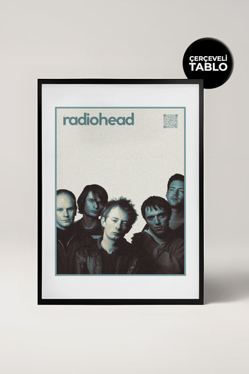 Radiohead QR Kodlu Müziğin Devleri Koleksiyonu Siyah Çerçeveli Tasarım Tablo