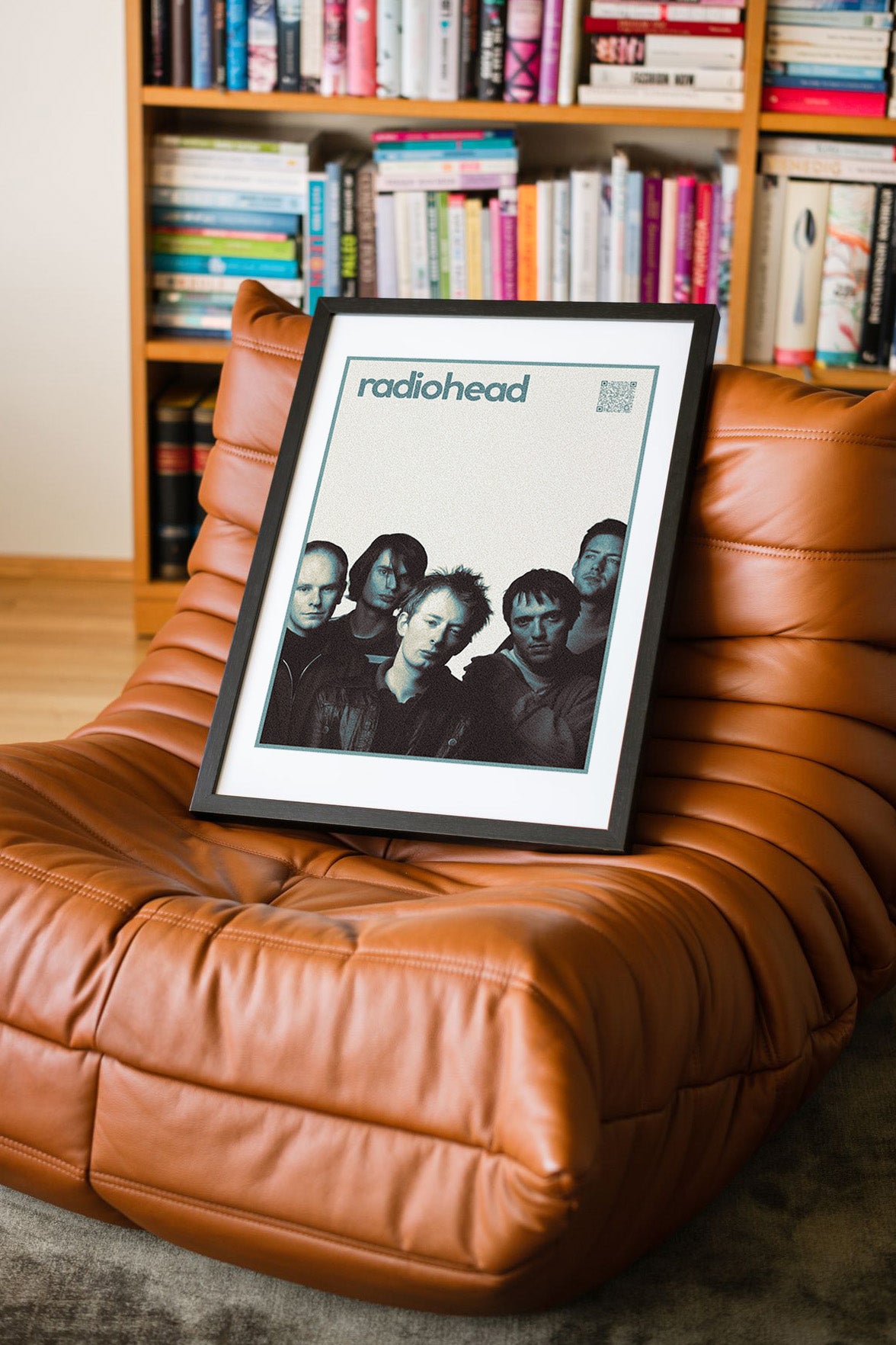 Radiohead QR Kodlu Müziğin Devleri Koleksiyonu Siyah Çerçeveli Tasarım Tablo