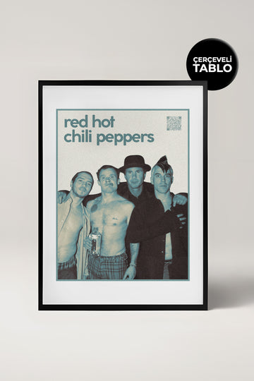 Red Hot Chili Peppers QR Kodlu Müziğin Devleri Koleksiyonu Siyah Çerçeveli Tasarım Tablo