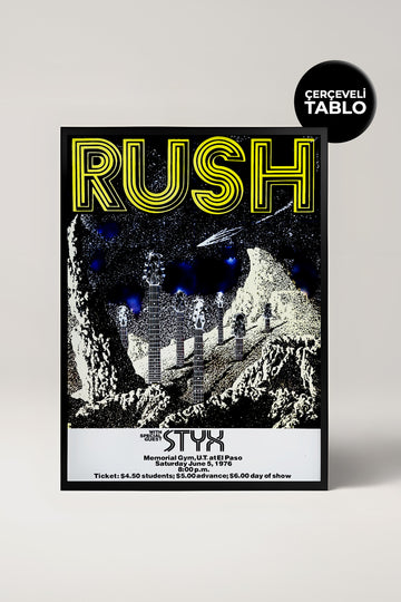 Rush Konser Tasarımlı Retro Çerçeveli Tasarım Tablo