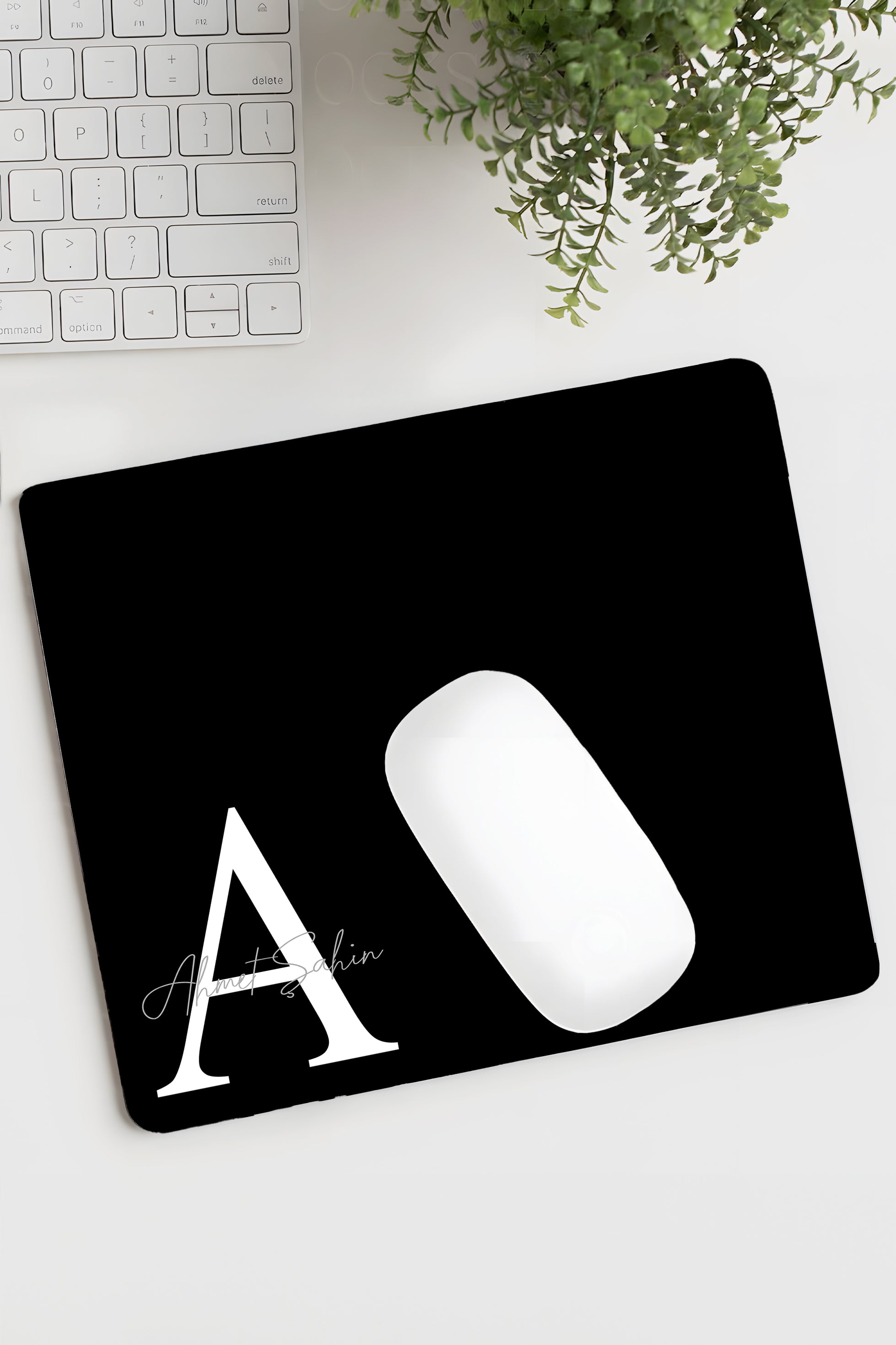 Kişiye Özel Baskılı Baş Harf, İsim Soyisim Tasarımlı 18x22cm Minimal Mousepad