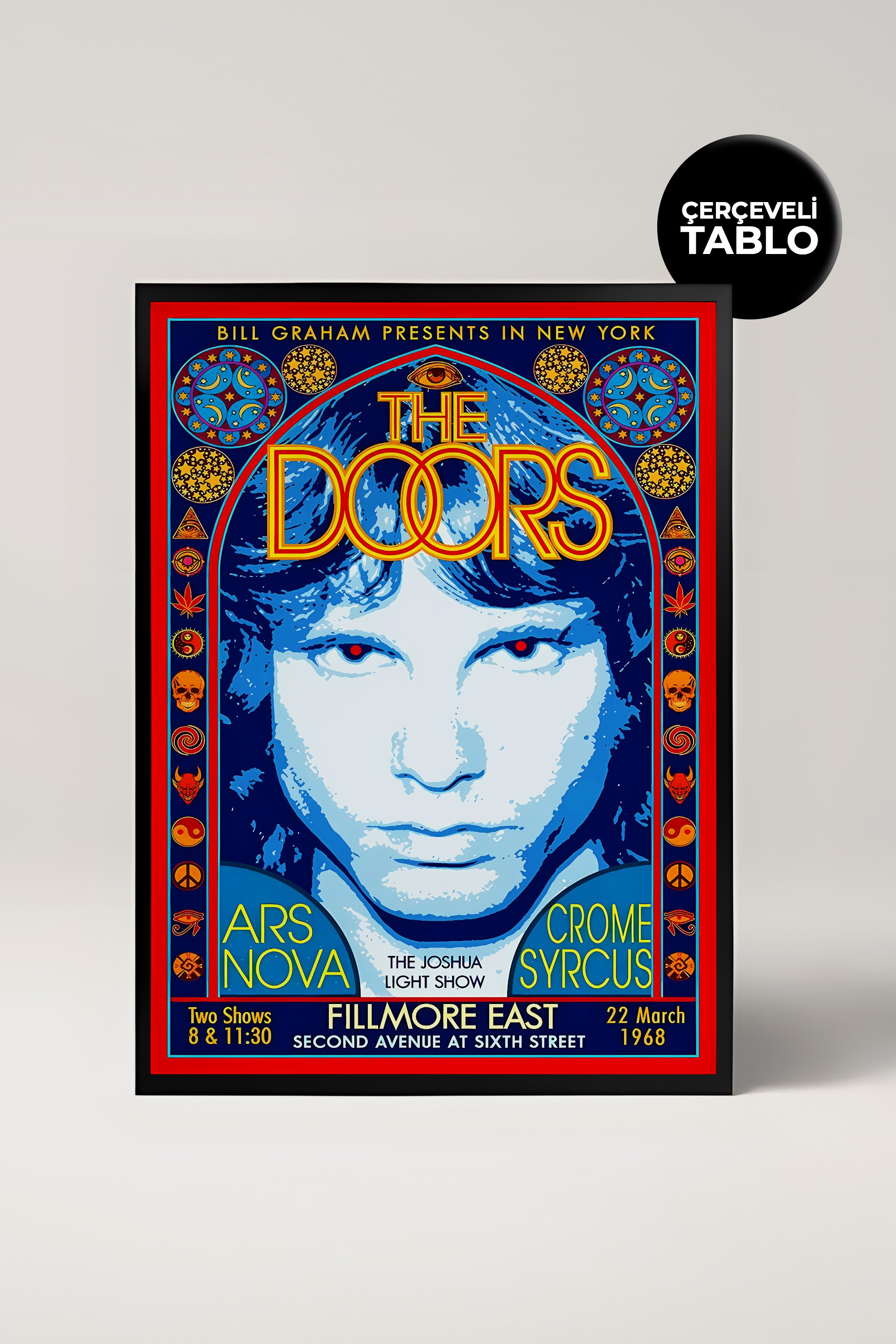 The Doors Jim Morrison Konser Tasarımlı Retro Çerçeveli Tasarım Tablo