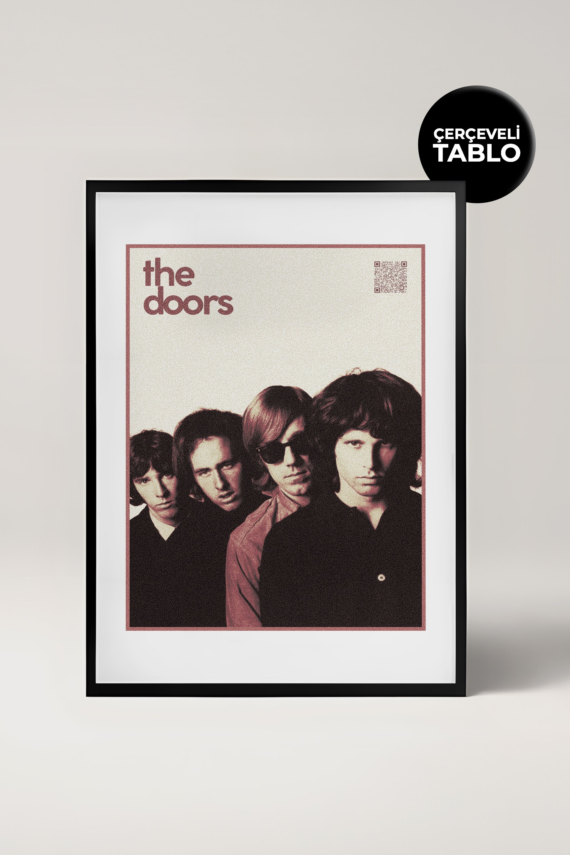 The Doors QR Kodlu Müziğin Devleri Koleksiyonu Siyah Çerçeveli Tasarım Tablo