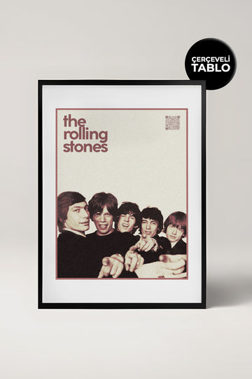 The Rolling Stones QR Kodlu Müziğin Devleri Koleksiyonu Siyah Çerçeveli Tasarım Tablo