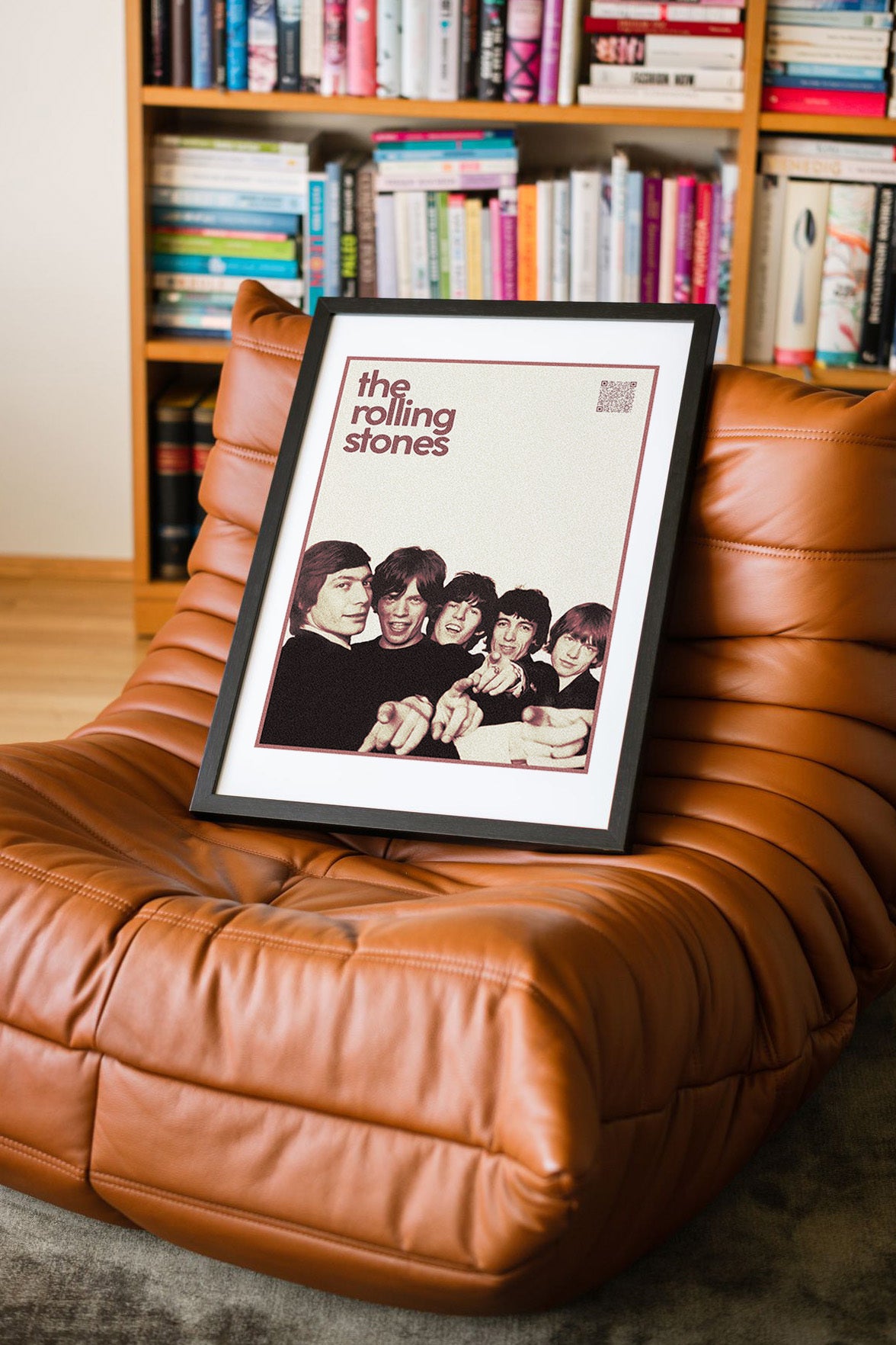 The Rolling Stones QR Kodlu Müziğin Devleri Koleksiyonu Siyah Çerçeveli Tasarım Tablo