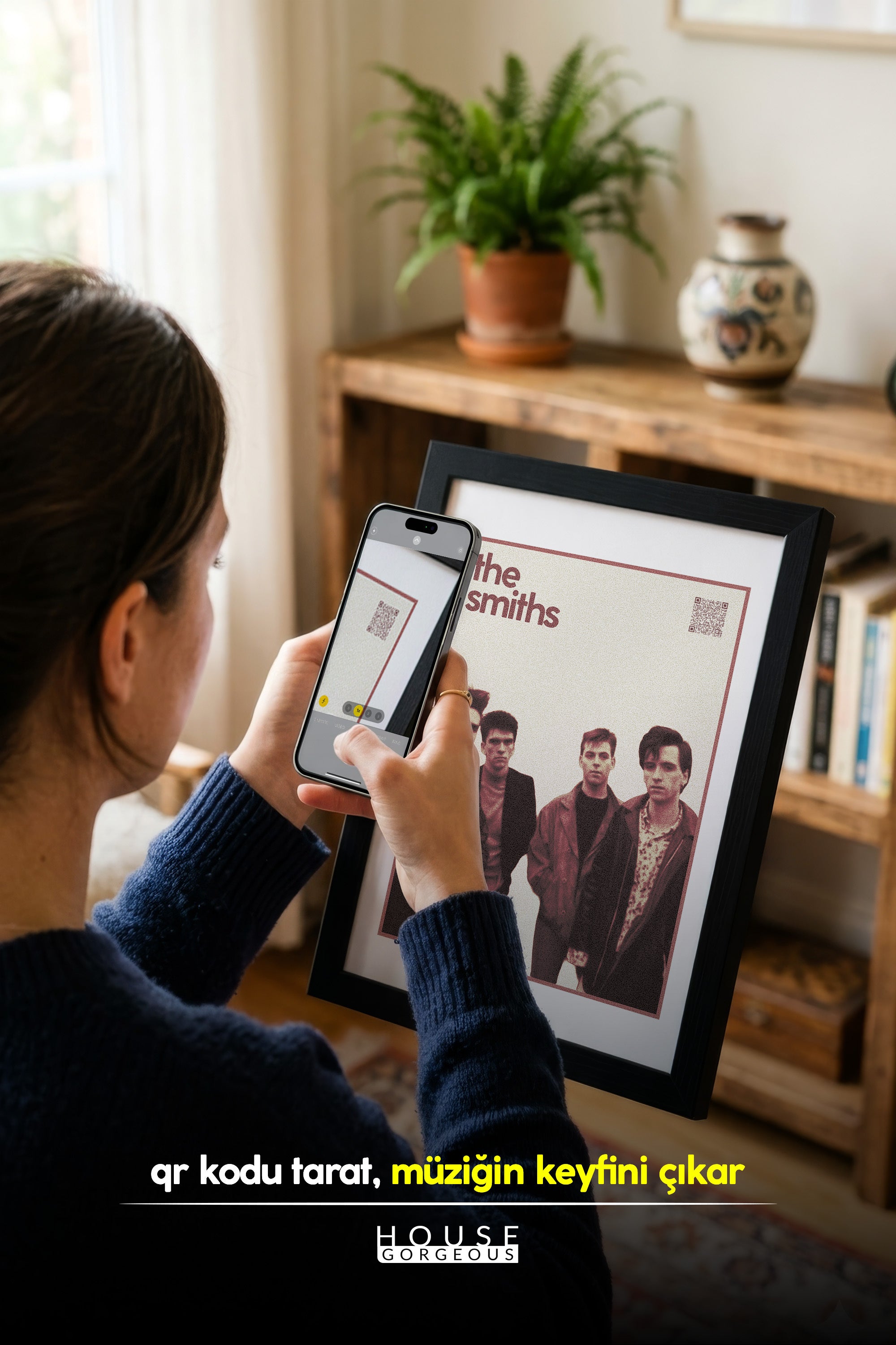The Smiths QR Kodlu Müziğin Devleri Koleksiyonu Siyah Çerçeveli Tasarım Tablo