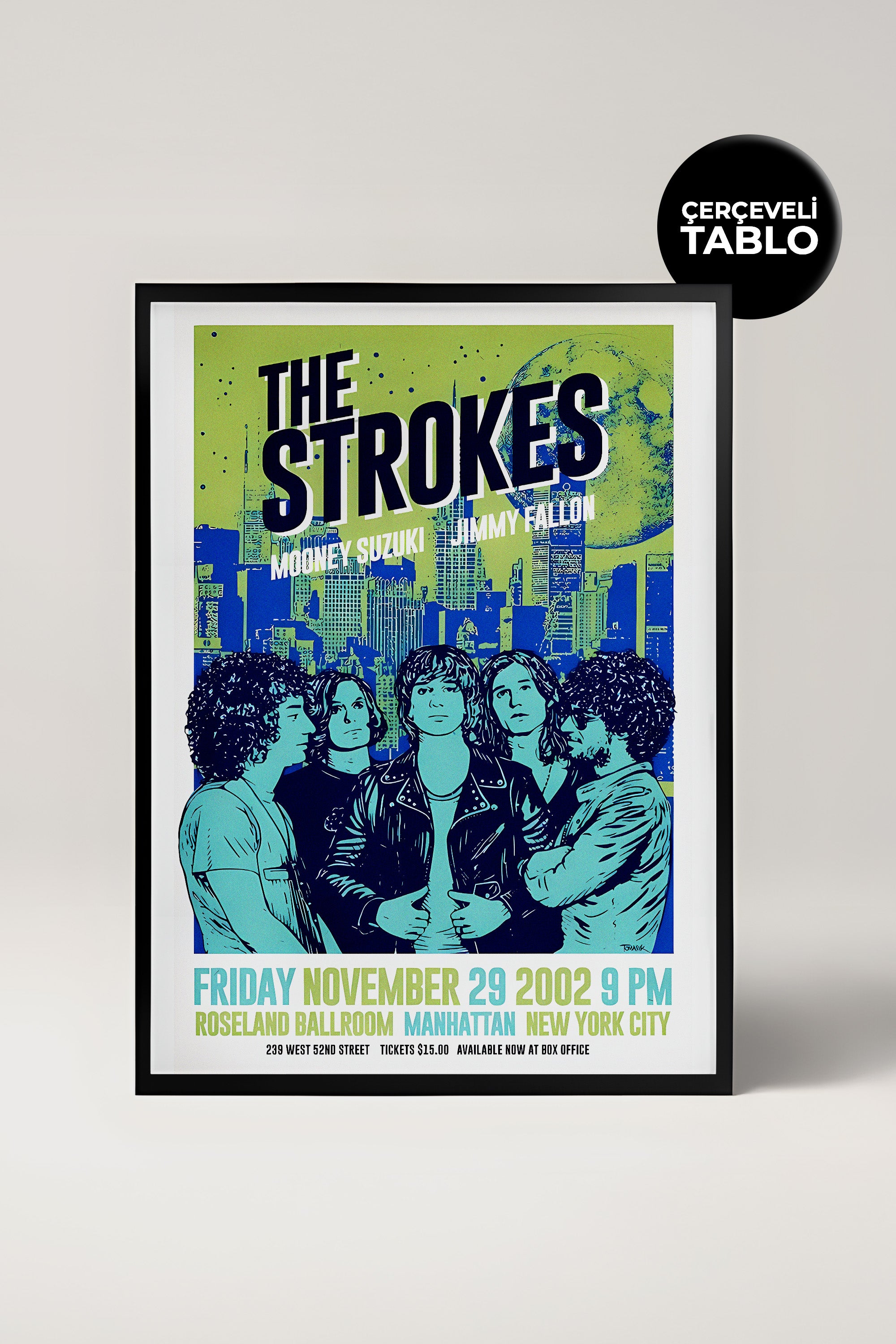 The Strokes Konser Tasarımlı Retro Çerçeveli Tasarım Tablo No:3