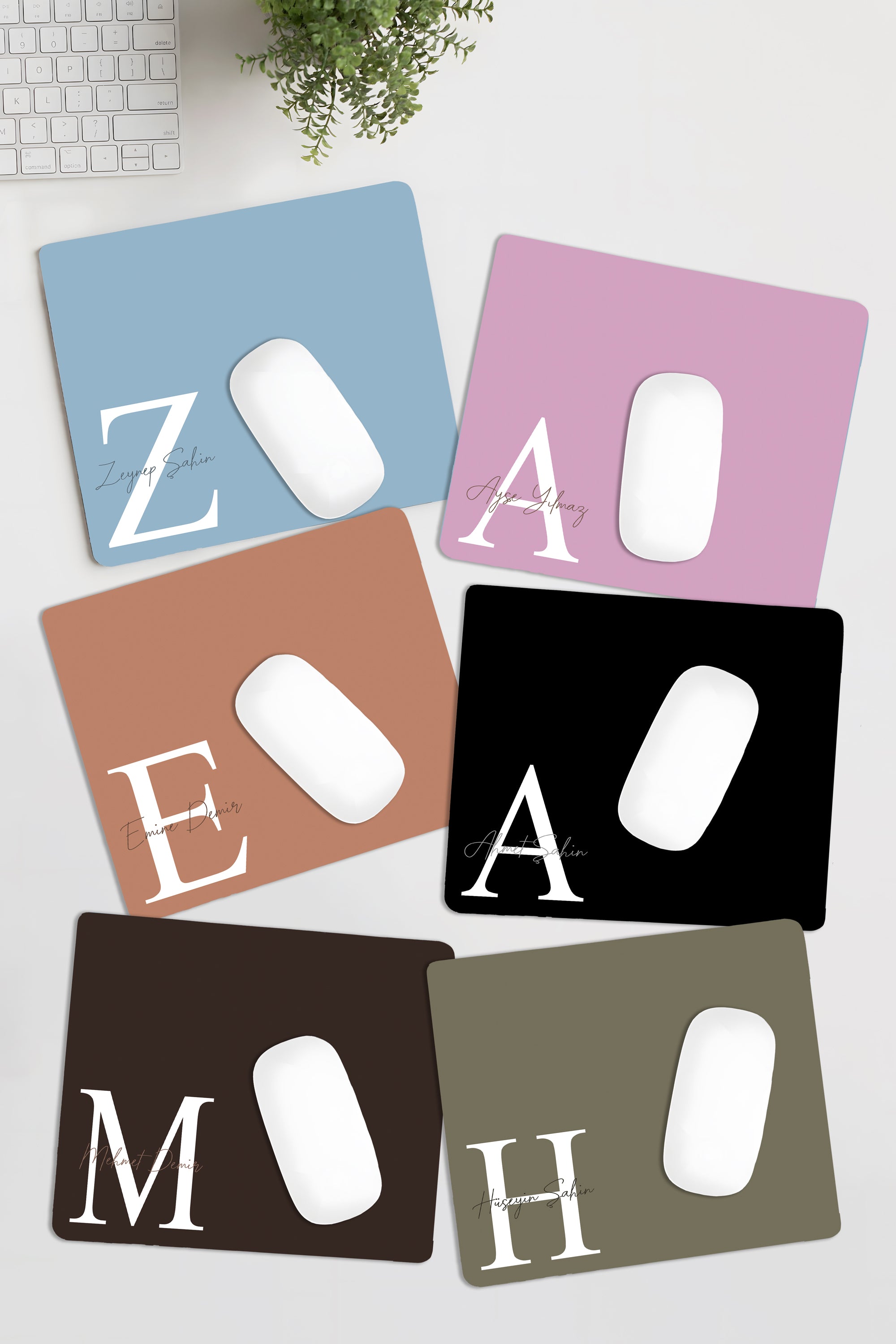 Kişiye Özel Baskılı Baş Harf, İsim Soyisim Tasarımlı 18x22cm Minimal Mousepad