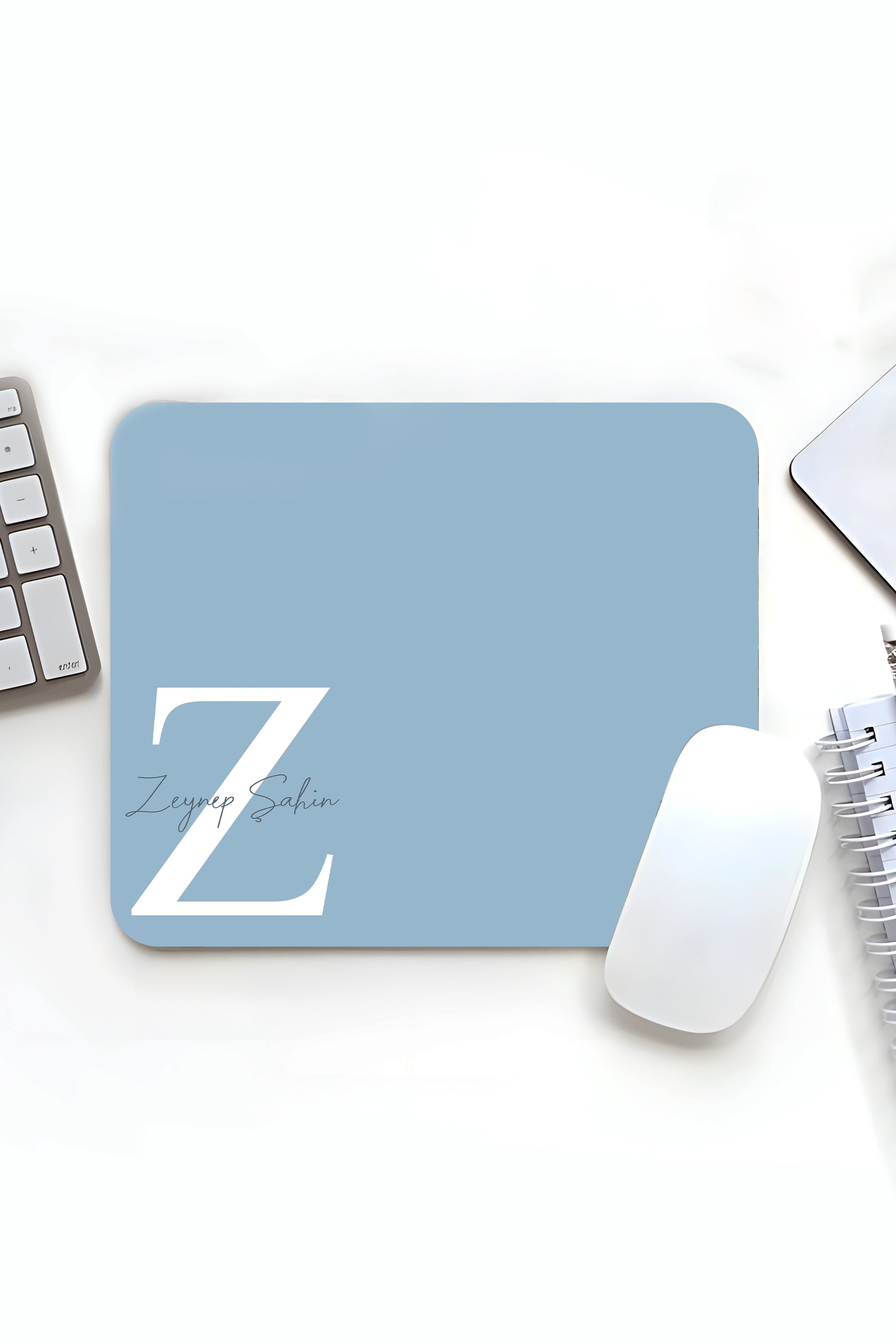 Kişiye Özel Baskılı Baş Harf, İsim Soyisim Tasarımlı 18x22cm Minimal Mousepad