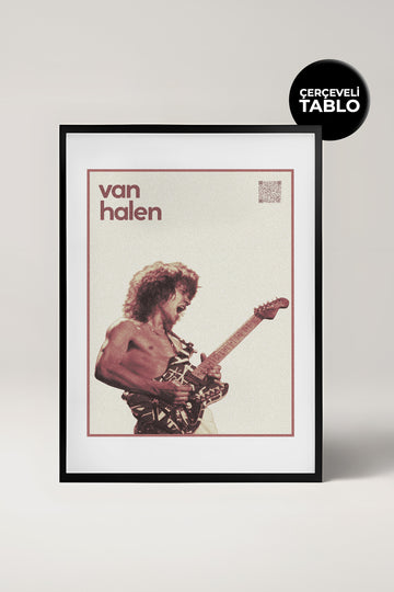 Van Halen QR Kodlu Müziğin Devleri Koleksiyonu Siyah Çerçeveli Tasarım Tablo
