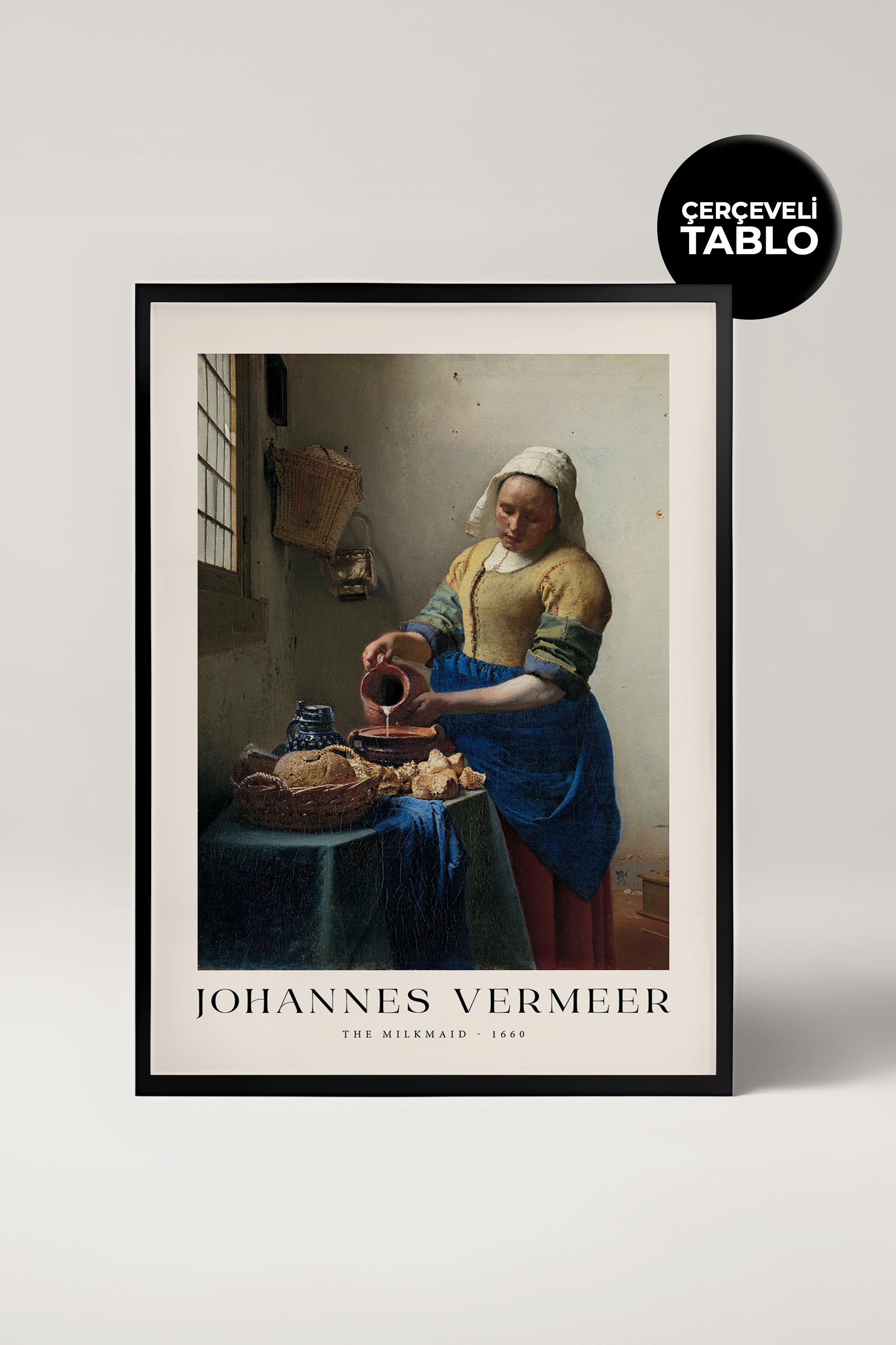 Johannes Vermeer The Milkmaid Ünlü Ressamlar Çerçeveli Tablo