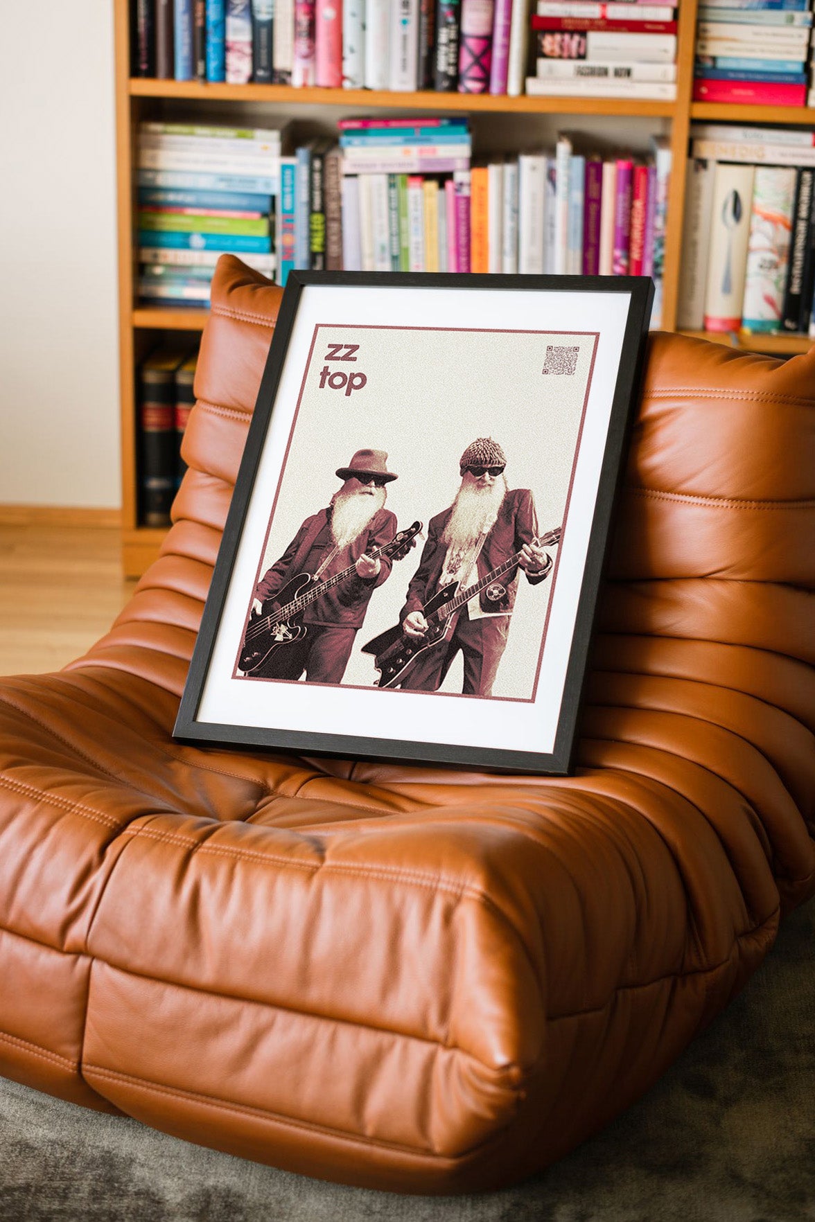 ZZ Top QR Kodlu Müziğin Devleri Koleksiyonu Siyah Çerçeveli Tasarım Tablo